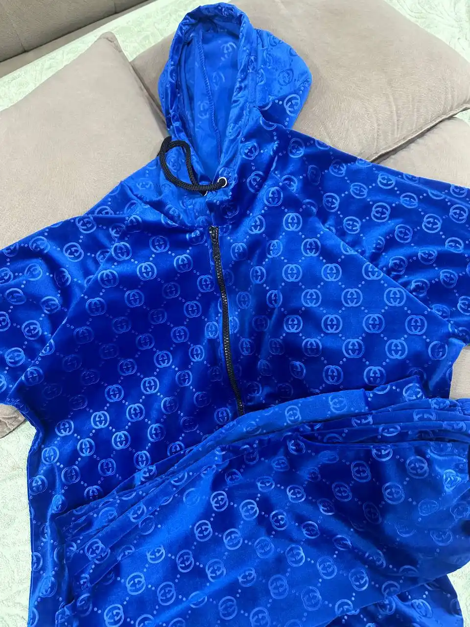 Ayollar kostyumi, zip xudi va shimlar, sport, velur, katta o‘lchamli, 48-64