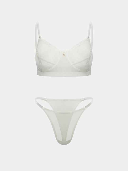 Ayollar ichki kiyim to'plami: dantelli suyaksiz byustgalter va baland belli string, S–XL