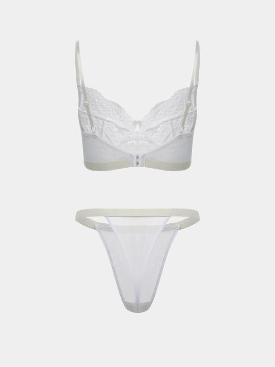 Ayollar ichki kiyim to'plami dantelli: byustgalter va baland belli string, S–XL, 4 xil rangda