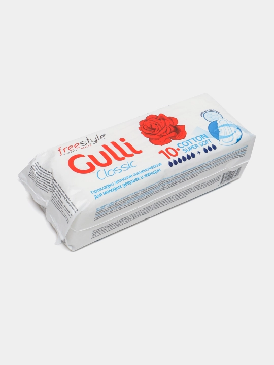 Ayollar uchun prokladkalar, Free Style Gulli Classic, Cotton Super Soft, 10 dona