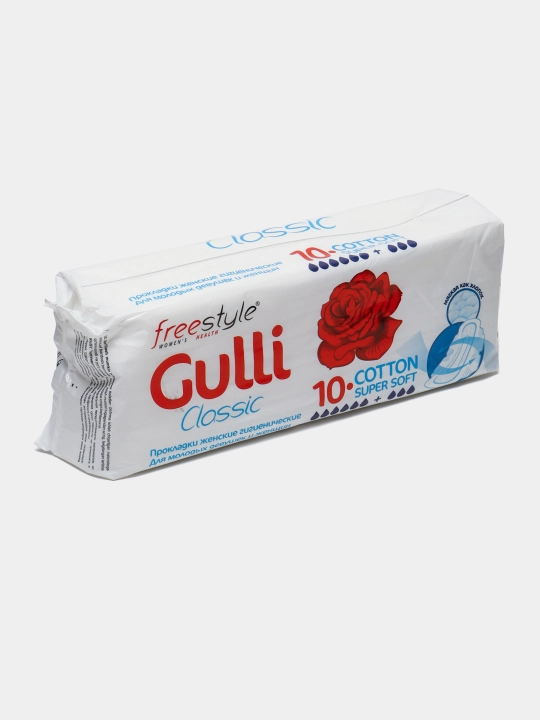 Ayollar uchun prokladkalar, Free Style Gulli Classic, Cotton Super Soft, 10 dona