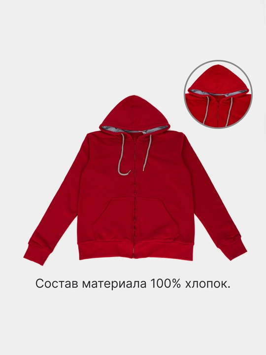 Zip tolstovka kapyushonli, uniseks, paxtadan XS-3XL