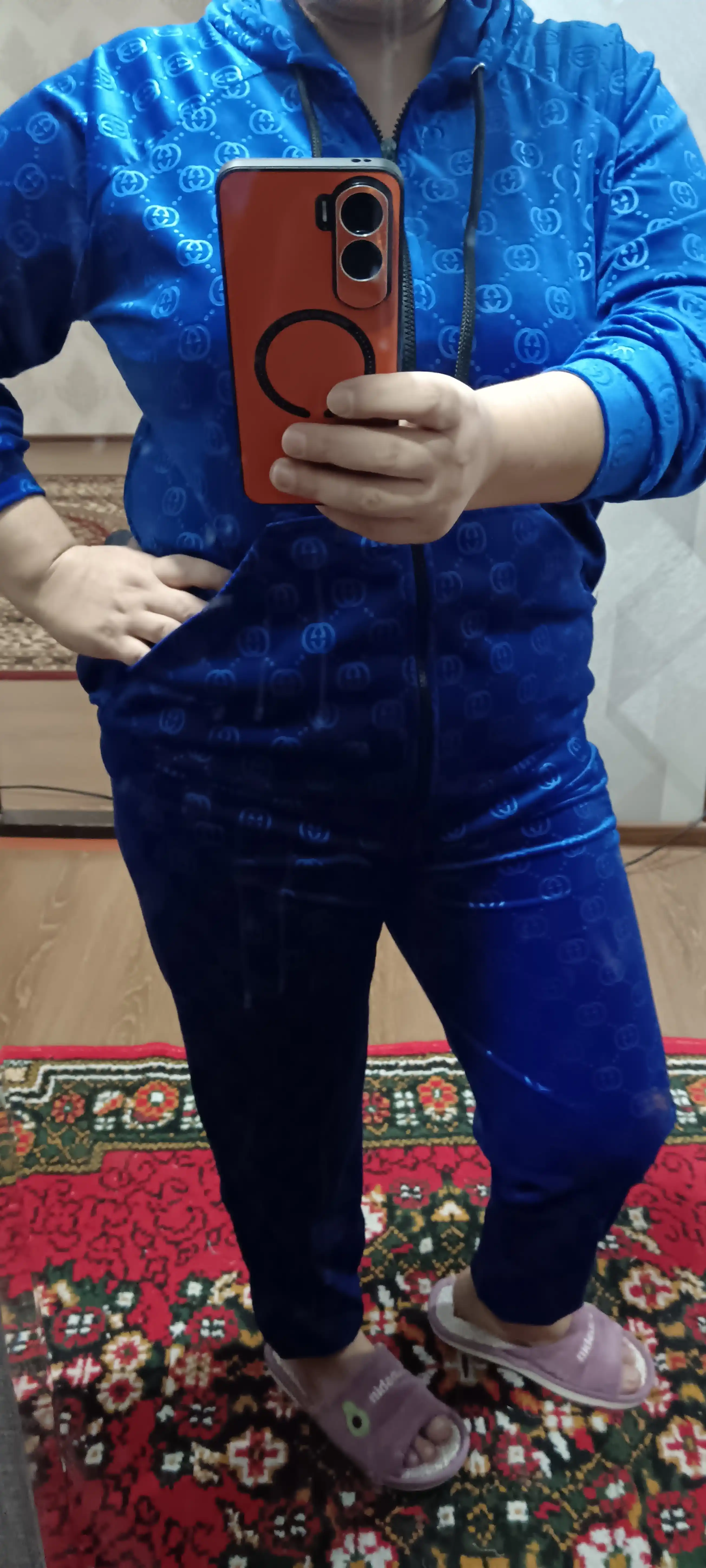Ayollar kostyumi, zip xudi va shimlar, sport, velur, katta o‘lchamli, 48-64