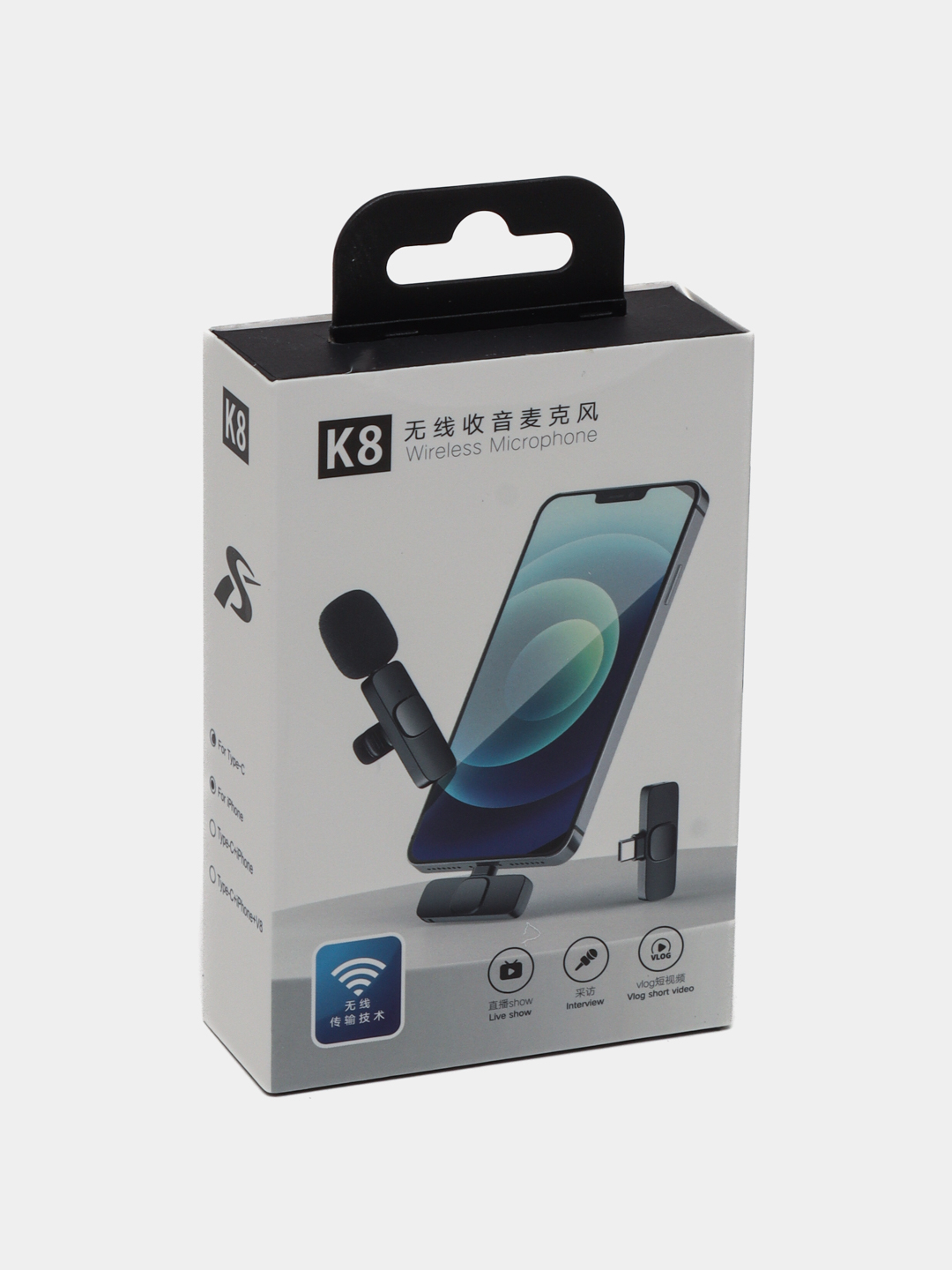 Микрофон петличный беспроводной, k8, для телефона, Type C, Lightning ...