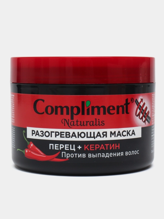 Разогревающая маска против выпадения волос Compliment Naturalis, перец + кератин, 500 мл