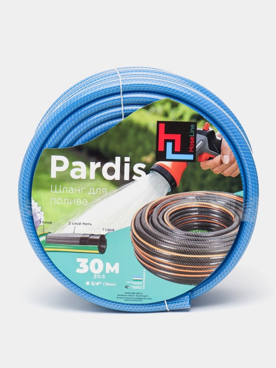 Paketdagi Pardis shlangi 3 qatlamli, yozgi uylar, sug'orish uchun