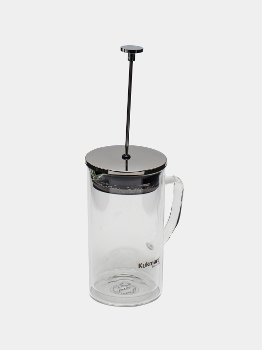 Porshenli damlash, Kukmara shisha choynagi, ikki devorli, qora, 1 l