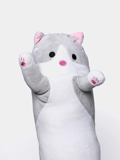 Мягкая игрушка подушка, Кот Батон — PUSHMIR-CATLOAF-СЕРЫЙ-70SM
