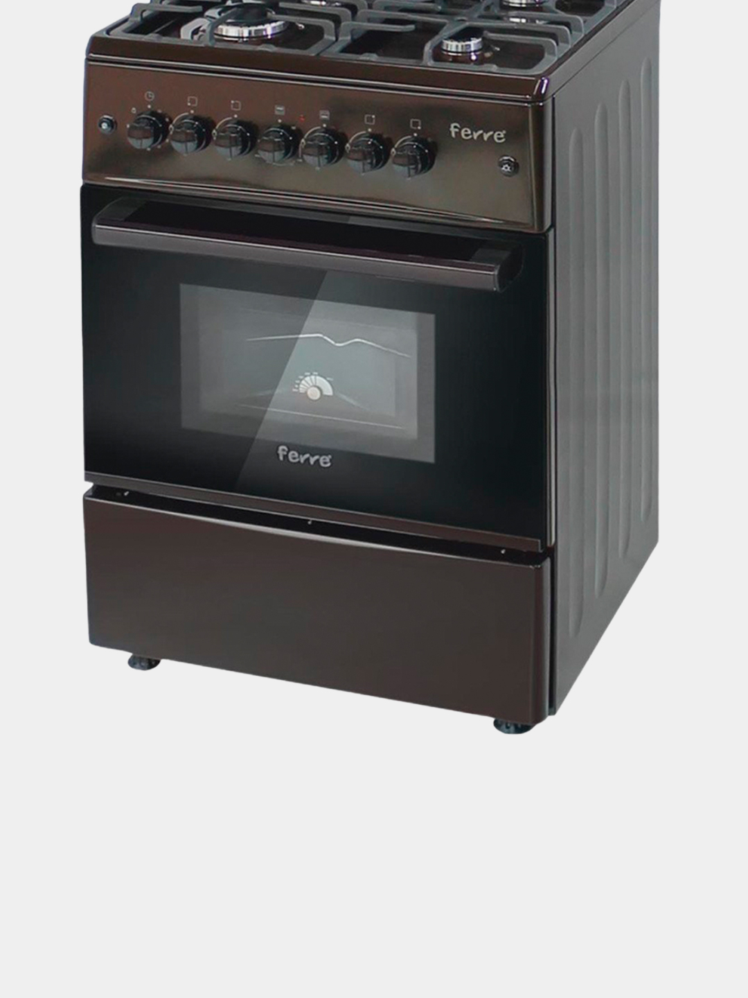 Газовая плита Ferre BT60-19 BR (FFD), коричневый, 4 газовых конфорки ...