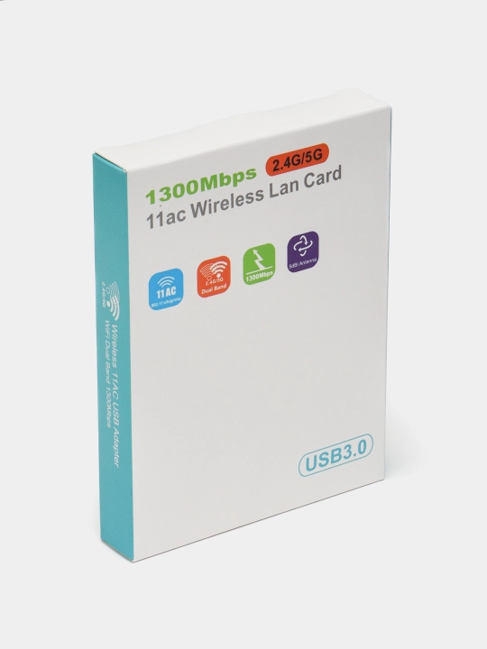 Адаптер, aнтенна, USB адаптер с поддержкой Wi-Fi, 1300 Мбит/с, 2.4/5 ГГц