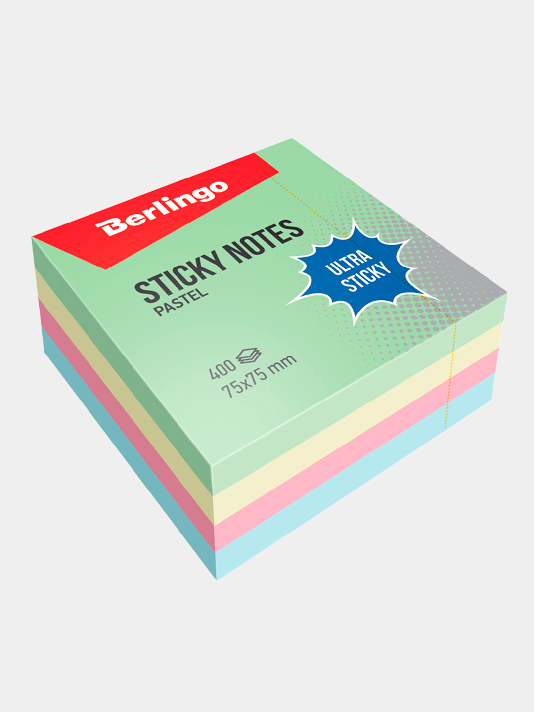 Самоклеящийся блок berlingo. Самоклеящийся блок berlingo. Самоклеящийся блок berlingo "ultra sticky", 50*40мм, 12 блоков по 100л, пастель, желтый. Самоклеящийся блок berlingo. Блок для записей с клеевым краем.