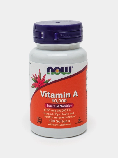 NOW Foods, A vitamini, 10000 IU, 100 yumshoq tabletka