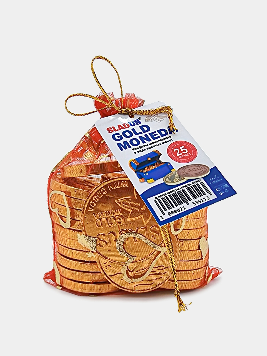 Шоколадные монеты Sladus Gold Moneda, в мешке 15, 20, 25 золотых монет ...