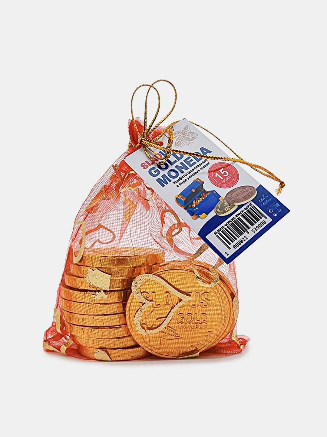 Шоколадные монеты Sladus Gold Moneda, в мешке 15, 20, 25 золотых монет ...