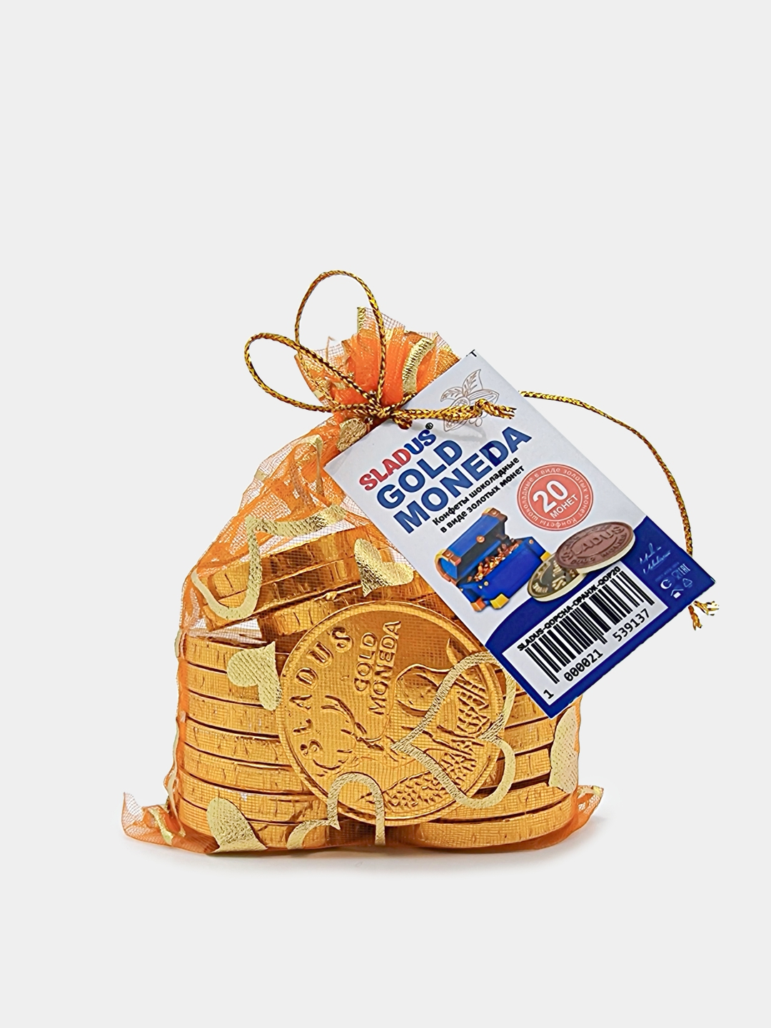 Шоколадные монеты Sladus Gold Moneda, в мешке 15, 20, 25 золотых монет ...