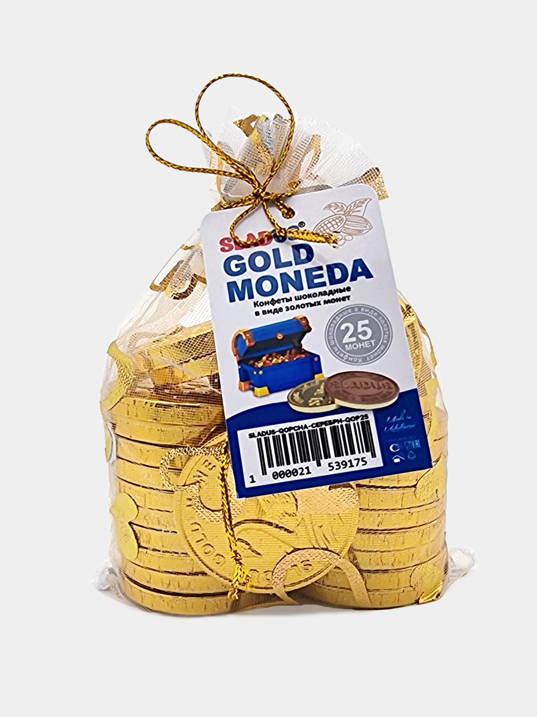 Шоколадные монеты Sladus Gold Moneda, в мешке 15, 20, 25 золотых монет ...