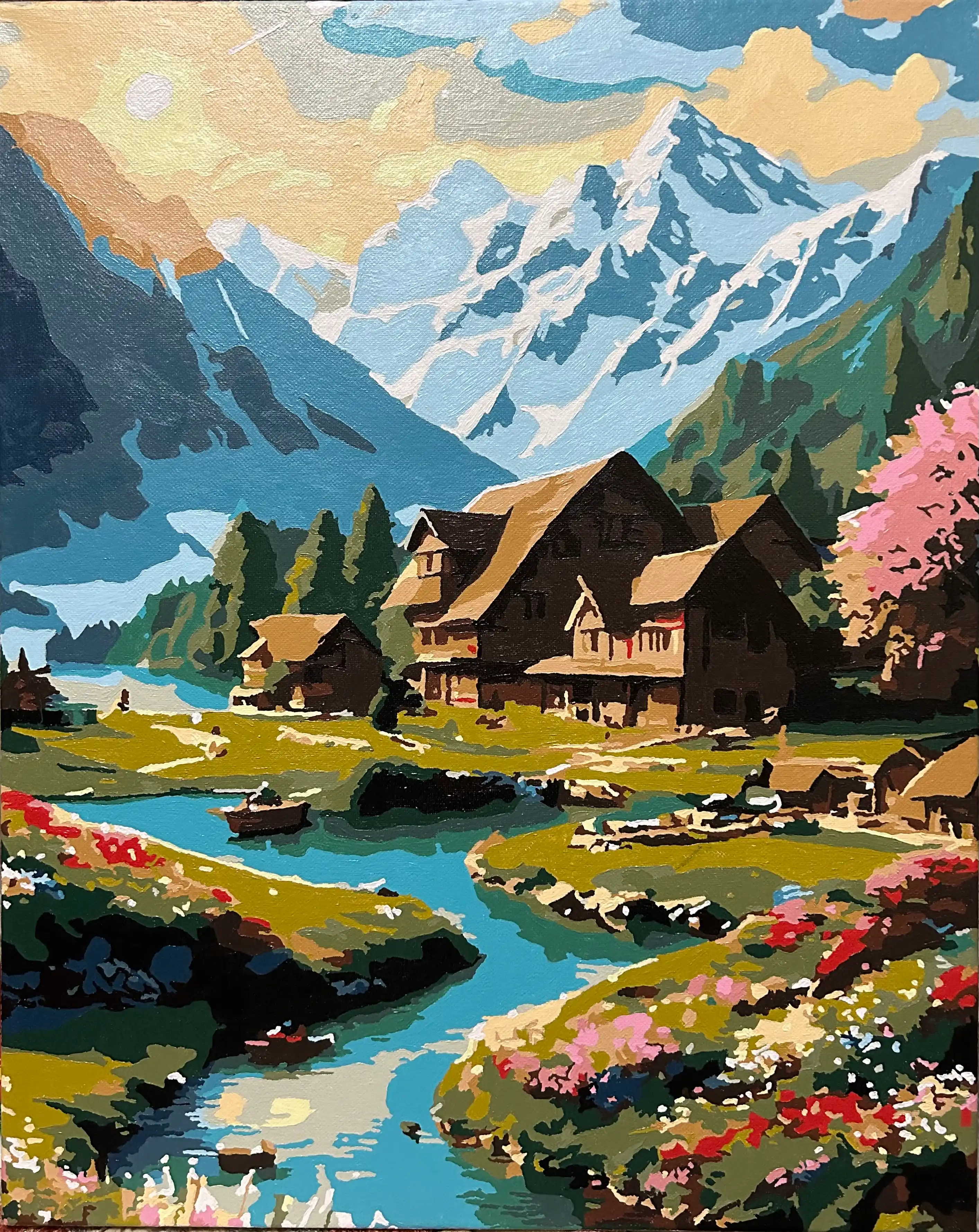Raqamlar bo'yicha bo'yash "Peyzajlar va tabiat", ramkaga tortilgan, 40 * 50 sm