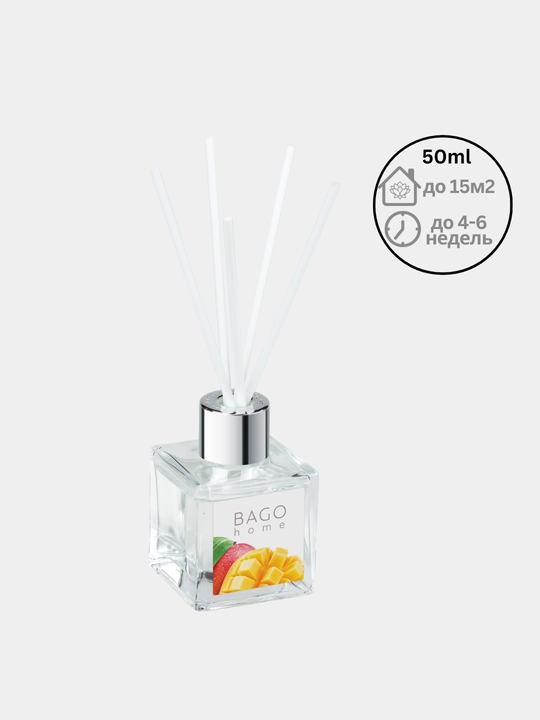 Tabiiy xushbo'y diffuzor BAGO home, 50 ml + sprey 30 ml, uy uchun