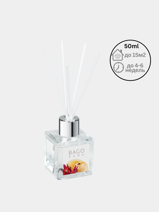 Tabiiy xushbo'y diffuzor BAGO home, 50 ml + sprey 30 ml, uy uchun