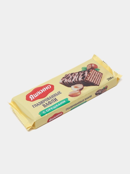Вафли Яшкино глазированные с орешками, 200 гр