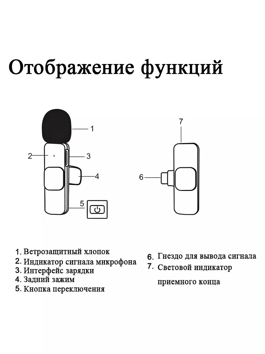 Беспроводной микрофон K9 для телефона, 2 петличка для iPhone и Type-C  купить по низким ценам в интернет-магазине Uzum (854436)