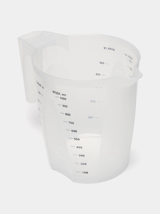O'lchov idishi, blender yoki mikser uchun o'lchov krujkasi, o'lchov shkalalik idish