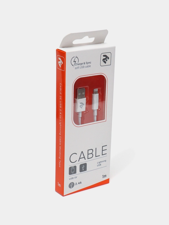 Кабель для iPhone, 2E USB2.4 Lightning Cable, 1m, 2E USB2.0 Cable Molding Type, 1 м