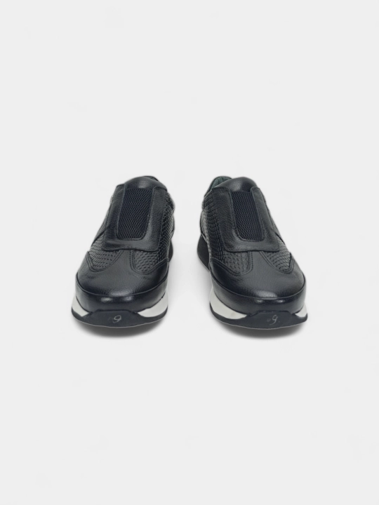 Erkaklar uchun Premium Black charm krossovkalar – tabiiy charm va zamsha, qulay taglik