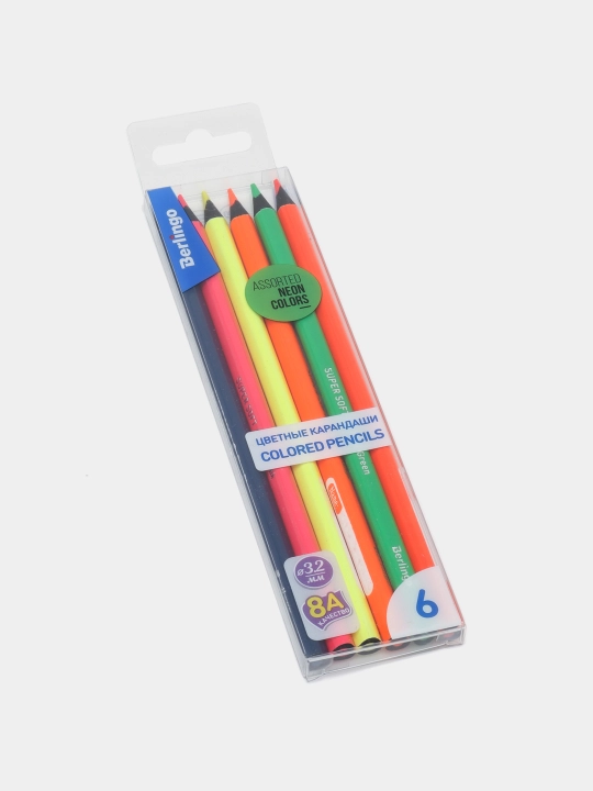 Lyuminestsentli rangli qalamlar Berlingo SuperSoft, 6 rang