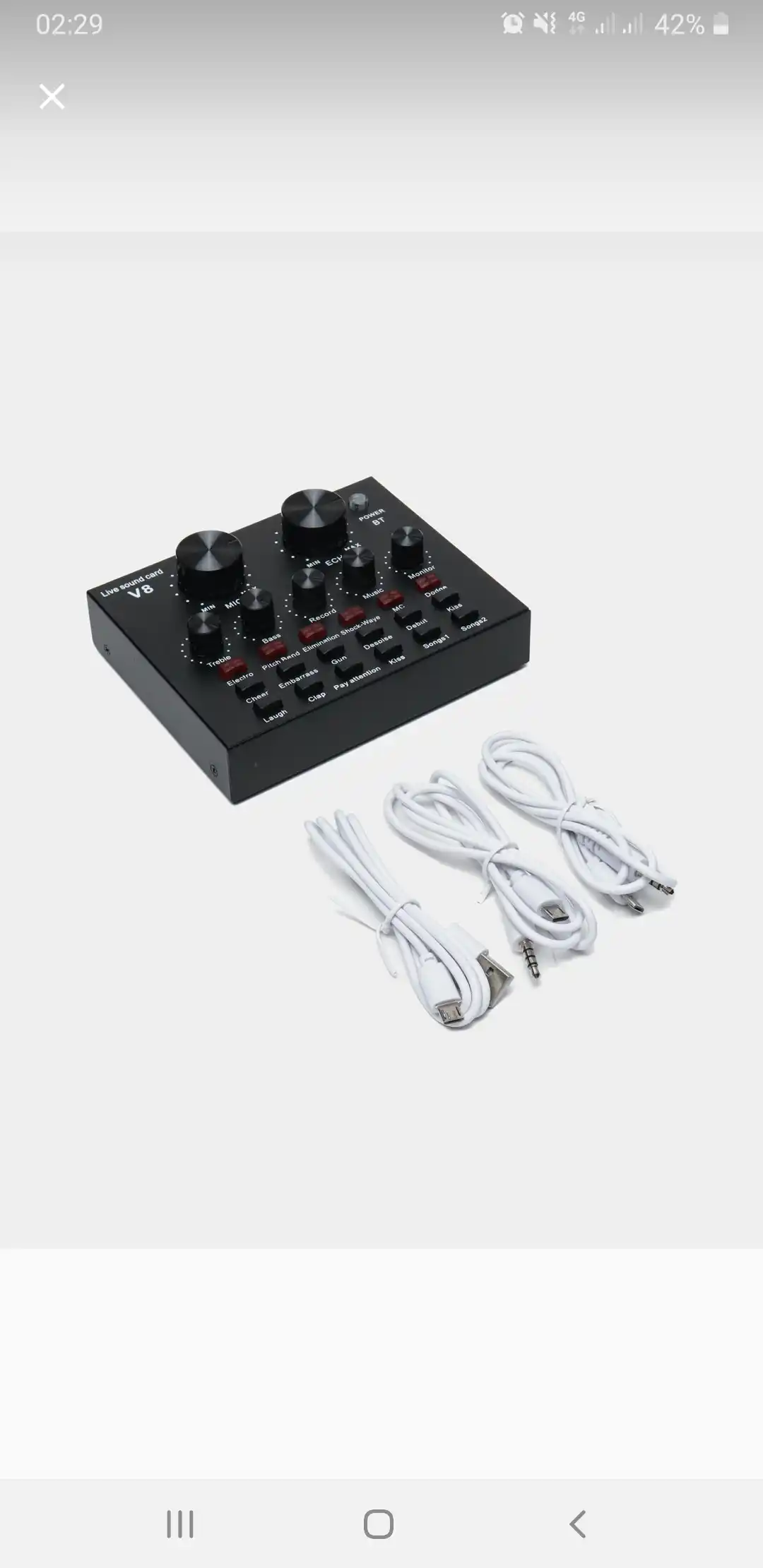 Tashqi ovoz kartasi - mikrofon uchun V8 miksher 12 ovoz effektlari