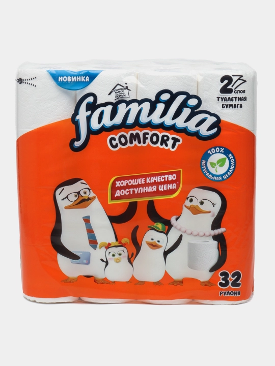 Туалетная бумага Familia Comfort, 2 слоя, 32 рулона