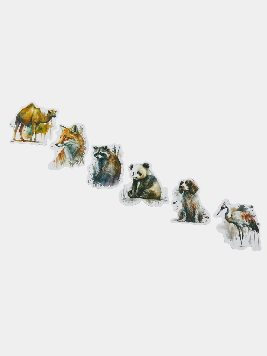 Наклейки, стикеры "Кот, верблюд, аист, тигр, белка, капибара, енот" для ноутбука