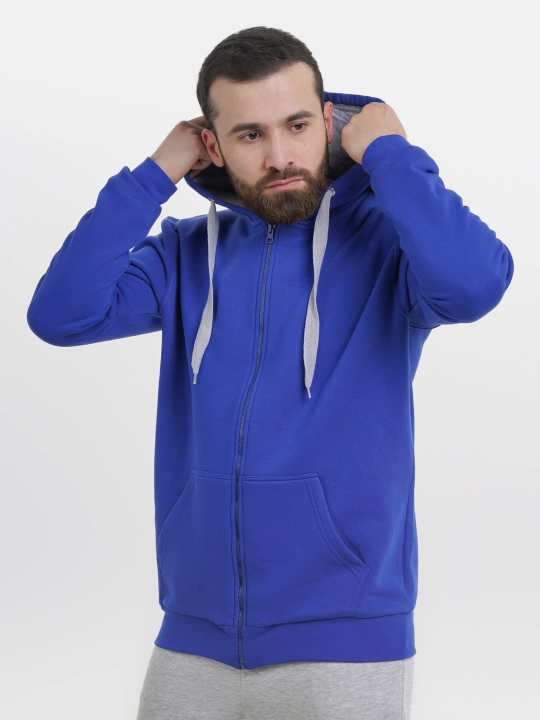Зип толстовка с капюшоном, унисекс, из хлопка XS-3XL