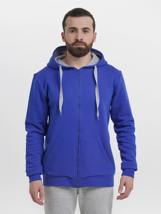 Зип толстовка с капюшоном, унисекс, из хлопка XS-3XL