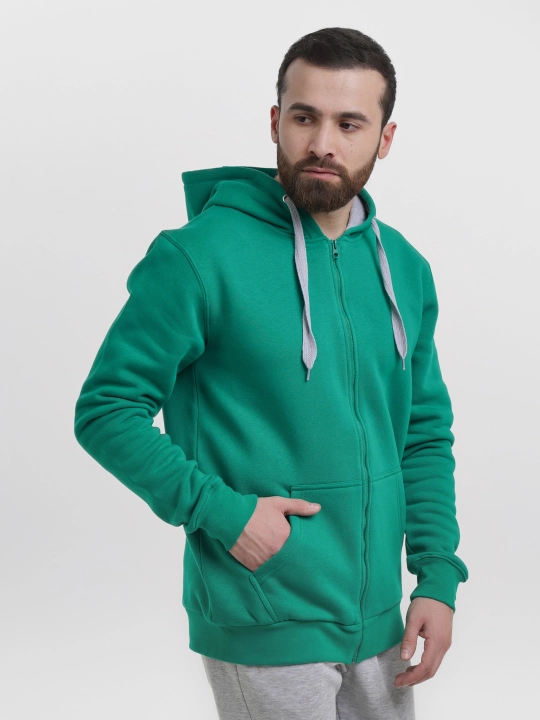 Зип толстовка с капюшоном, унисекс, из хлопка XS-3XL