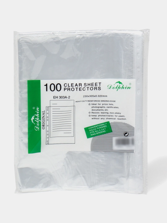 Fayl - papkalari, 100 dona, qog'ozlar uchun, A4, teshilgan, "Dolphin"