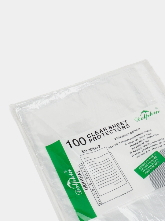 Fayl - papkalari, 100 dona, qog'ozlar uchun, A4, teshilgan, "Dolphin"
