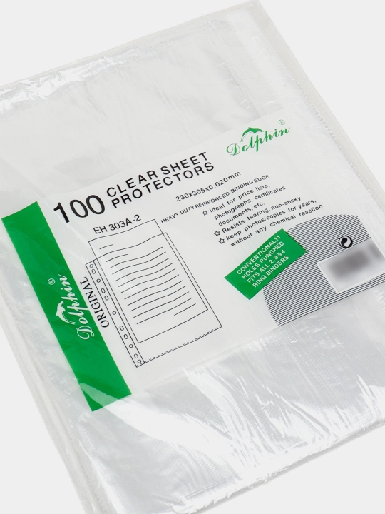 Fayl - papkalari, 100 dona, qog'ozlar uchun, A4, teshilgan, "Dolphin"