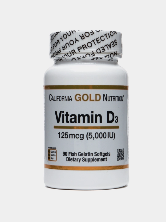 Витамин D3 Д3 California Gold Nutrition 125 мкг 5000 (IU) МЕ, 90 капсул