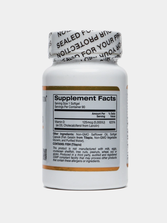 Витамин D3 Д3 California Gold Nutrition 125 мкг 5000 (IU) МЕ, 90 капсул