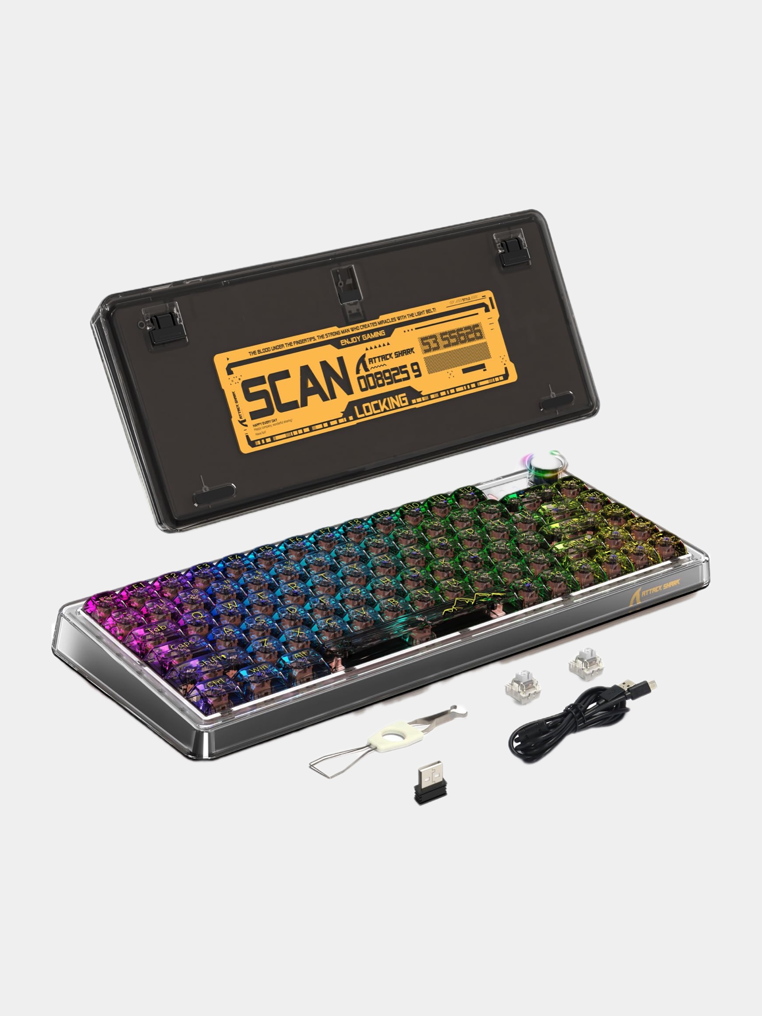 Механическая клавиатура Attack Shark K75, с белыми свитчами и RGB ...