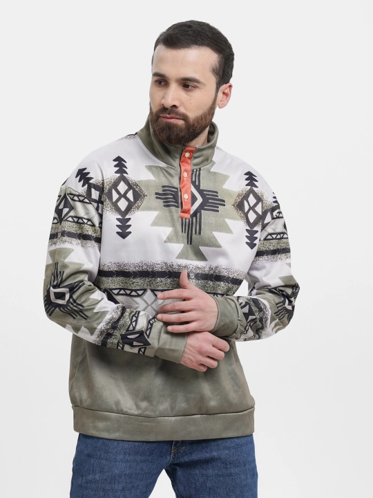 Мужской джемпер, утепленный, с принтом, из микрофибры - 