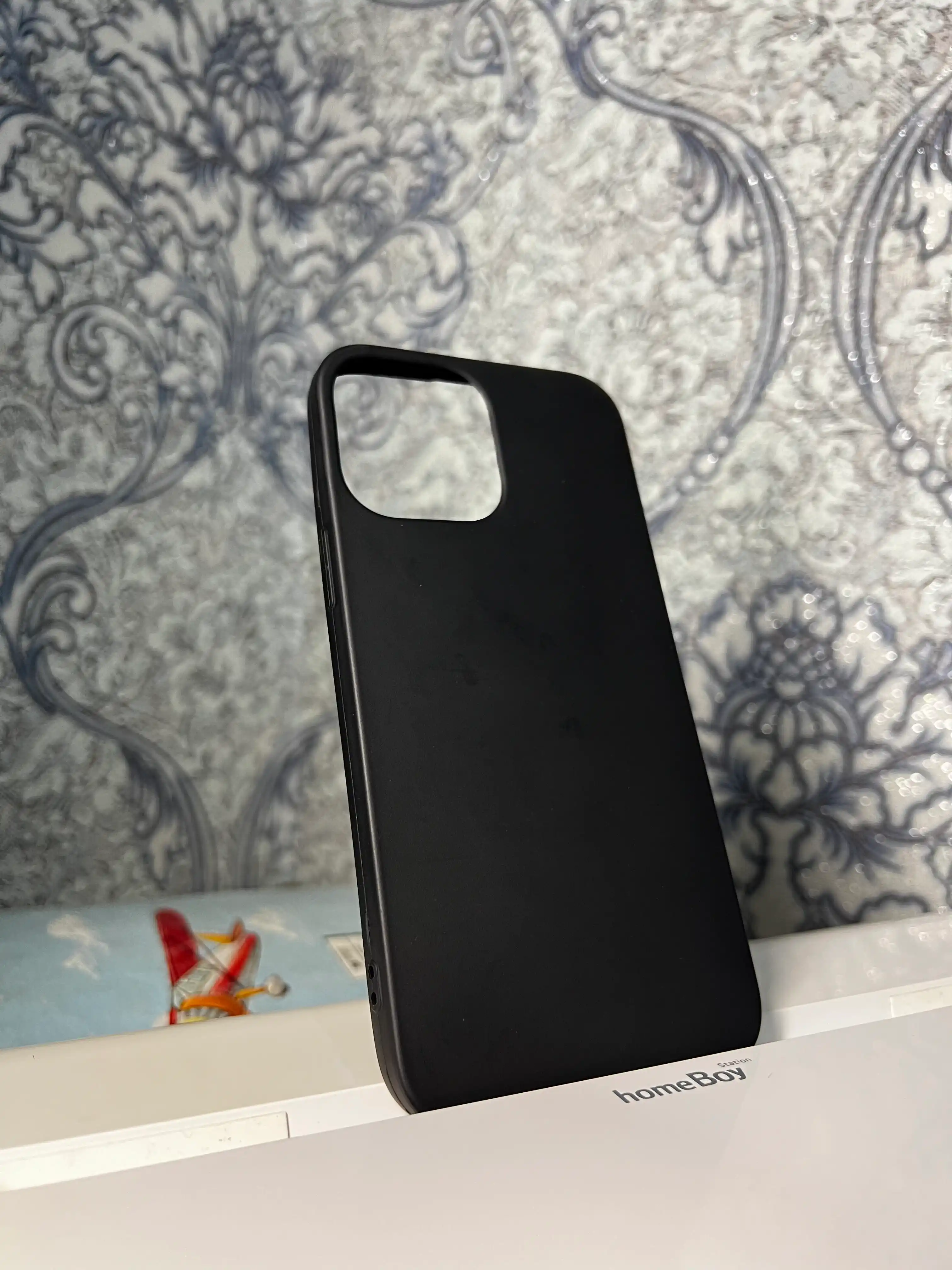 Silikon qora matli g'ilof iPhone 12, 13, 14, Mini Pro Max Plus uchun