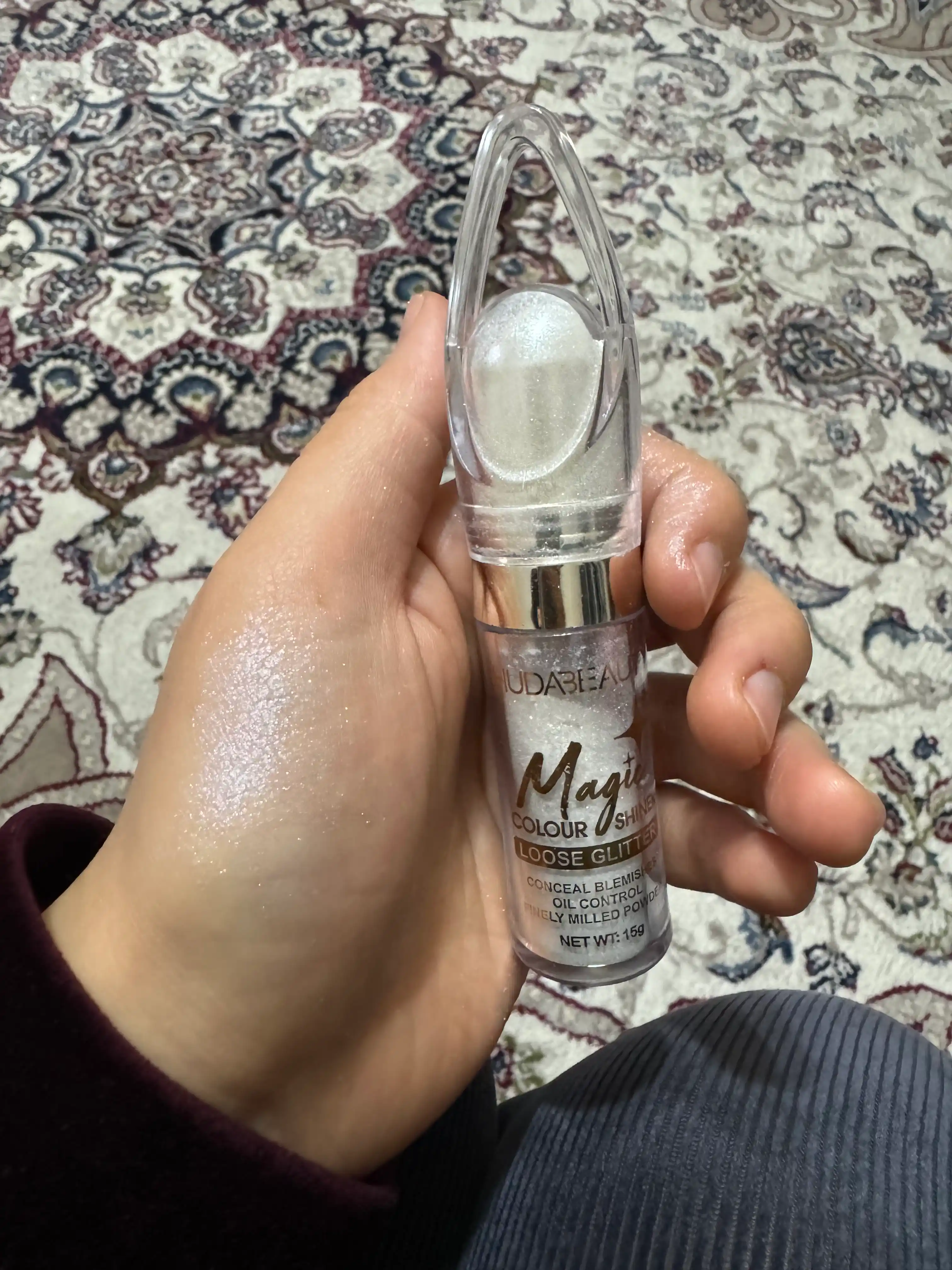 Рассыпчатый хайлайтер для лица и тела с губкой Glitter, с ярким блеском, 12 г