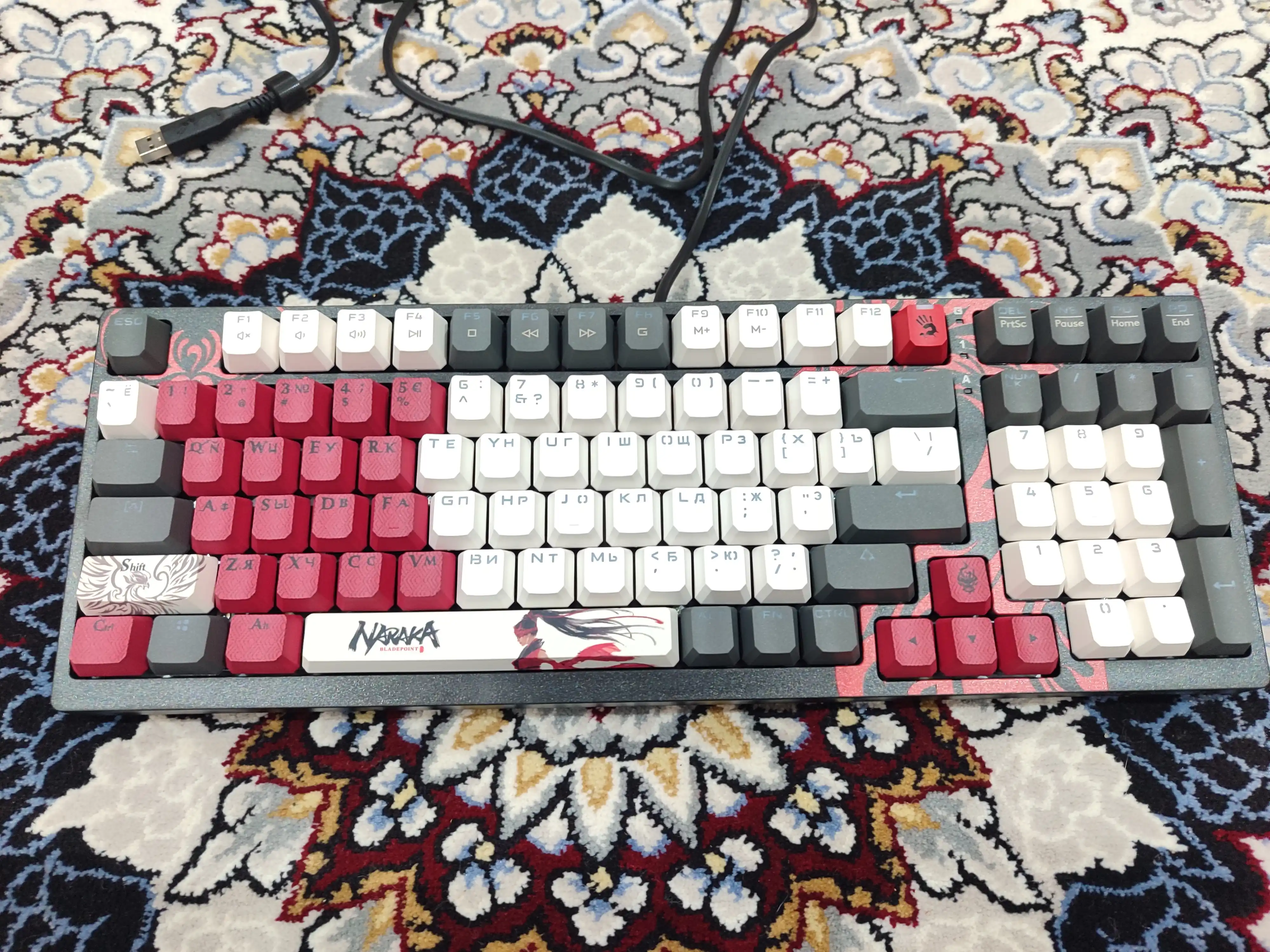 Bloody S98 Naraka — RGB mexanik gaming klaviatura, BLMS Red Plus, Hot-Swappable, 98 tugma