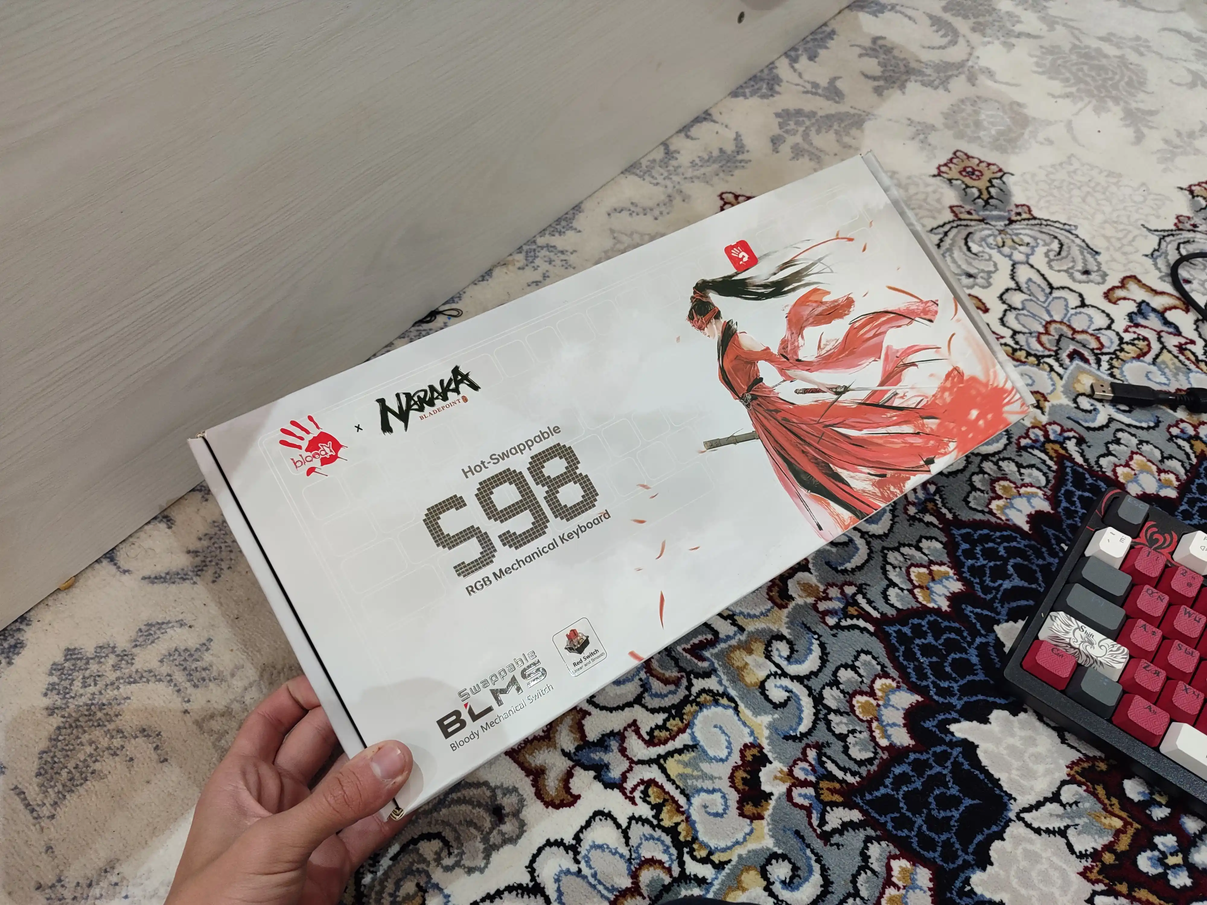 Bloody S98 Naraka — RGB mexanik gaming klaviatura, BLMS Red Plus, Hot-Swappable, 98 tugma