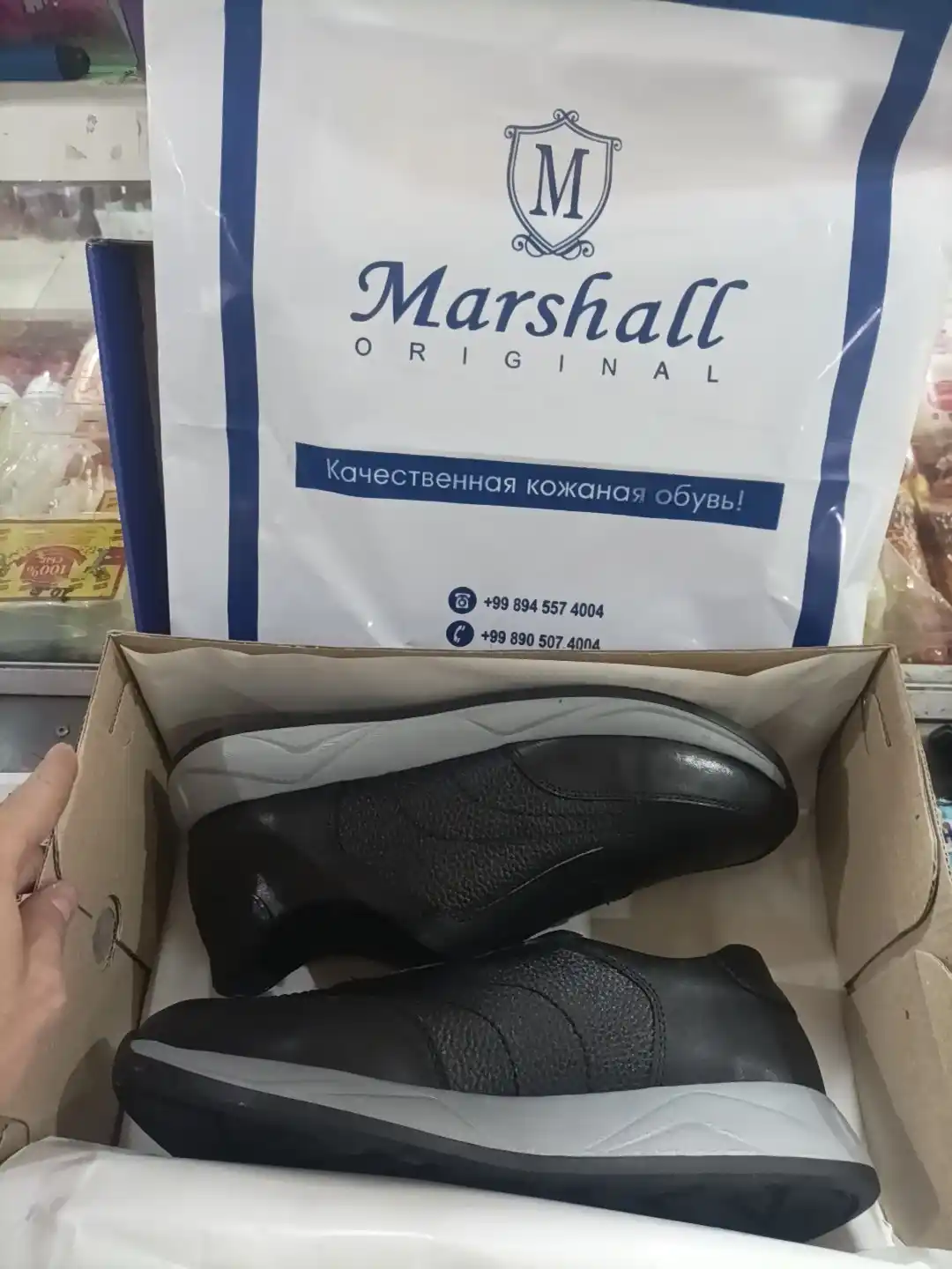 MARSHALL erkaklar sliponi, tabiiy charm, qora kundalik poyabzal, K-DSR 341