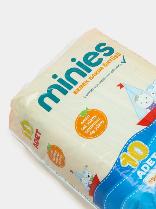 Пеленки впитывающие одноразовые детские Minies, BPA Free, безопасные, 10 шт, 60 * 60см