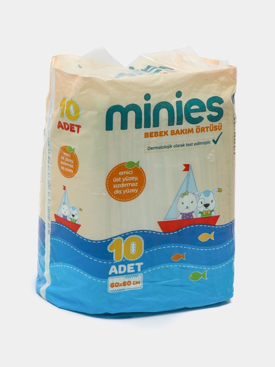 Пеленки впитывающие одноразовые детские Minies, BPA Free, безопасные, 10 шт, 60 * 60см