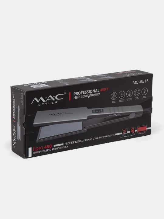 Выпрямитель для волос MAC Styler 5518, керамическое покрытие, быстро нагревается, 450°F